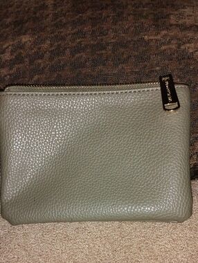 Steve Madden Olive Green Pebbled Leather Wristlet with Gold Accent